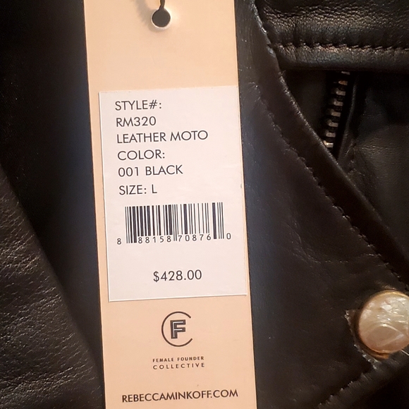 Rebecca Minkoff Genuine Leather Bikercore Black Jacket Size L - Picture 9 of 13